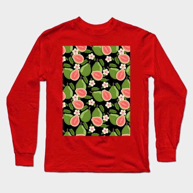 Guava Pattern Long Sleeve T-Shirt by Designoholic